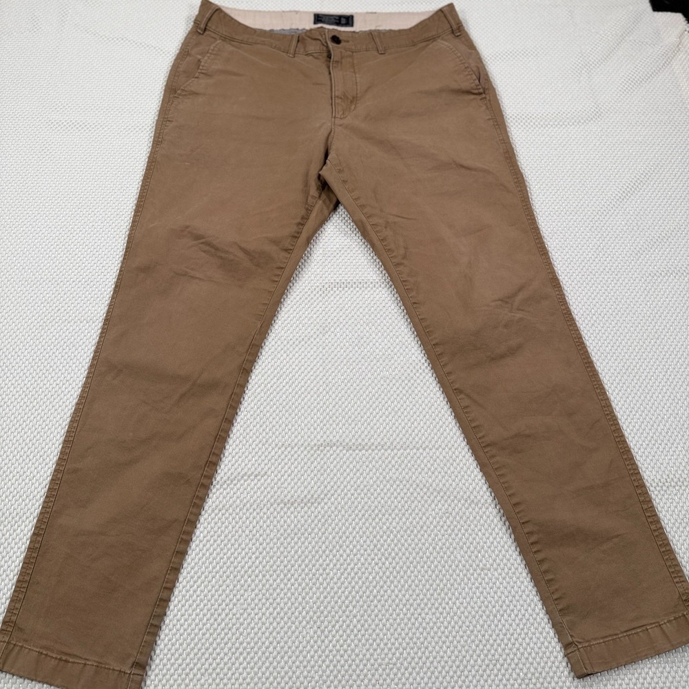 Abercrombie Fitch Mens Super Skinny Stretch Chino Pants Tan Khaki 33x30